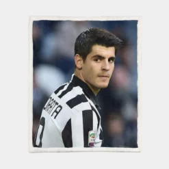 Alvaro Morata in Juventus Jersey Sherpa Fleece Blanket 1