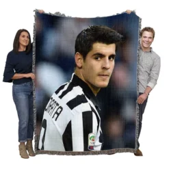 Alvaro Morata in Juventus Jersey Woven Blanket