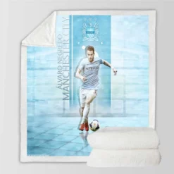 Alvaro Negredo in Manchester City Football Club Sherpa Fleece Blanket