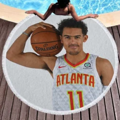 American Basketball Player Trae Young Round Beach Towel 1