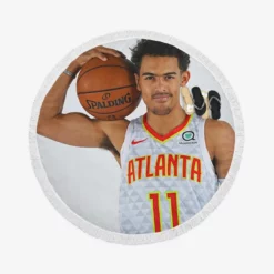 American Basketball Player Trae Young Round Beach Towel
