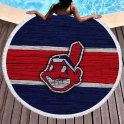 American Professional Baseball Team Cleveland Indians Round Beach Towel 1