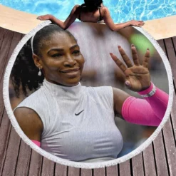 American Tennis Player Serena Williams Round Beach Towel 1