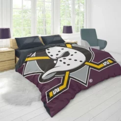 Anaheim Ducks Energetic Ice Hockey Team in America Duvet Cover 1