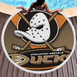 Anaheim Ducks Excellent NHL Ice Hockey Club in America Round Beach Towel 1