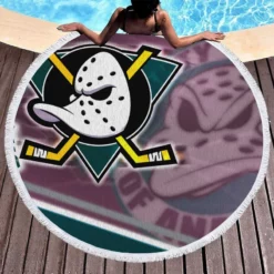 Anaheim Ducks Professional Ice Hockey Club in America Round Beach Towel 1