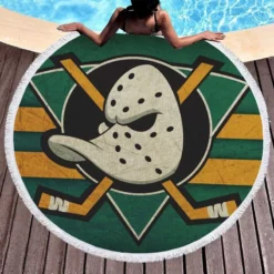 Anaheim Ducks Top Ranked Ice Hockey Club Round Beach Towel 1