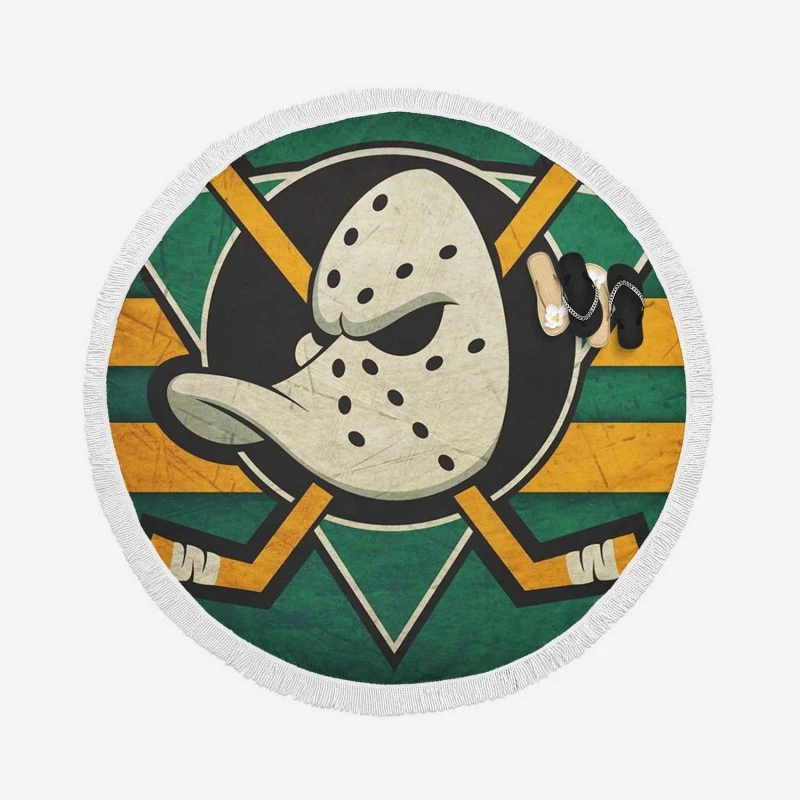 Anaheim Ducks Top Ranked Ice Hockey Club Round Beach Towel