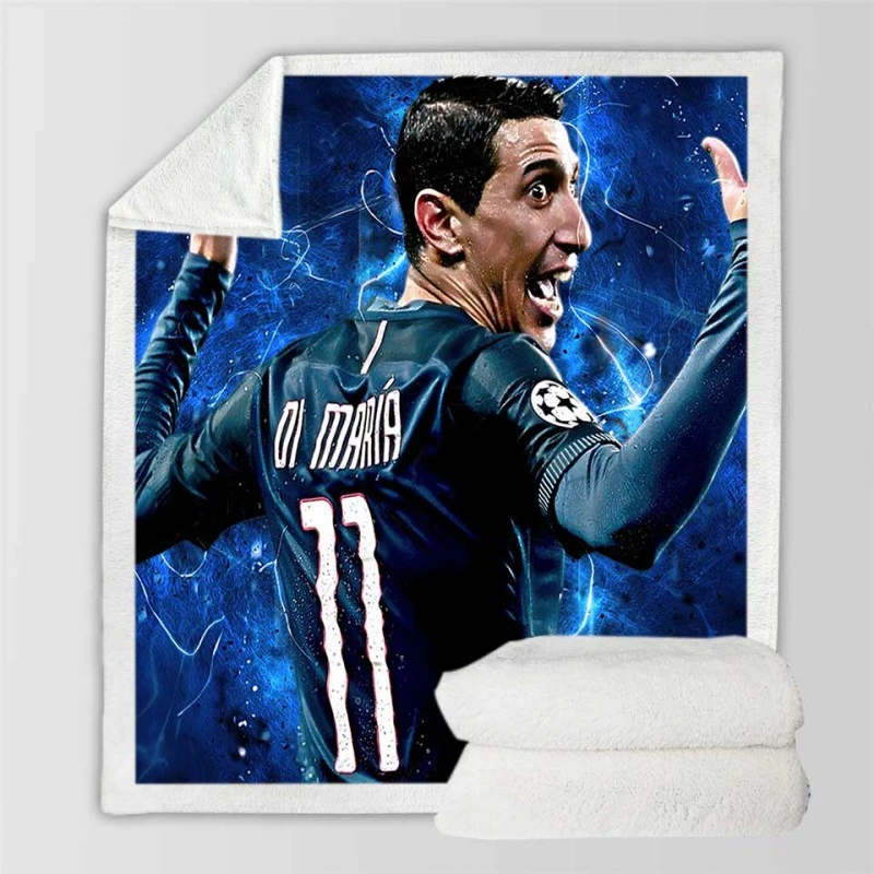 Angel Di Maria Argentina Champions League Player Sherpa Fleece Blanket