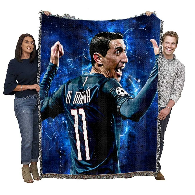 Angel Di Maria Argentina Champions League Player Woven Blanket