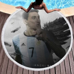 Angel Di Maria Argentina Professional Football Player Round Beach Towel 1