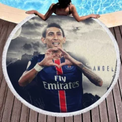 Angel Di Maria Best Midfeilder in PSG Round Beach Towel 1