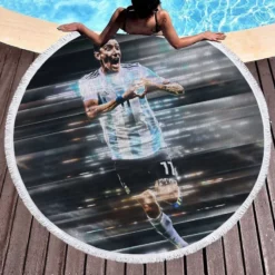 Angel Di Maria Coppa America Player for Argentina Round Beach Towel 1