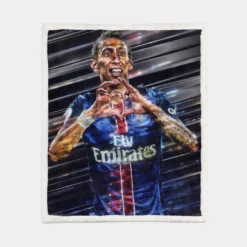 Angel Di Maria Energetic Football Player Argentina Sherpa Fleece Blanket 1