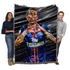 Angel Di Maria Energetic Football Player Argentina Woven Blanket