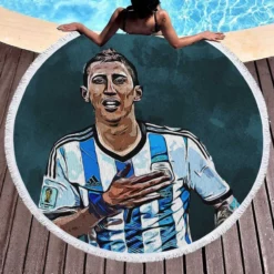 Angel Di Maria Ethical Argentina Foottball Player Round Beach Towel 1