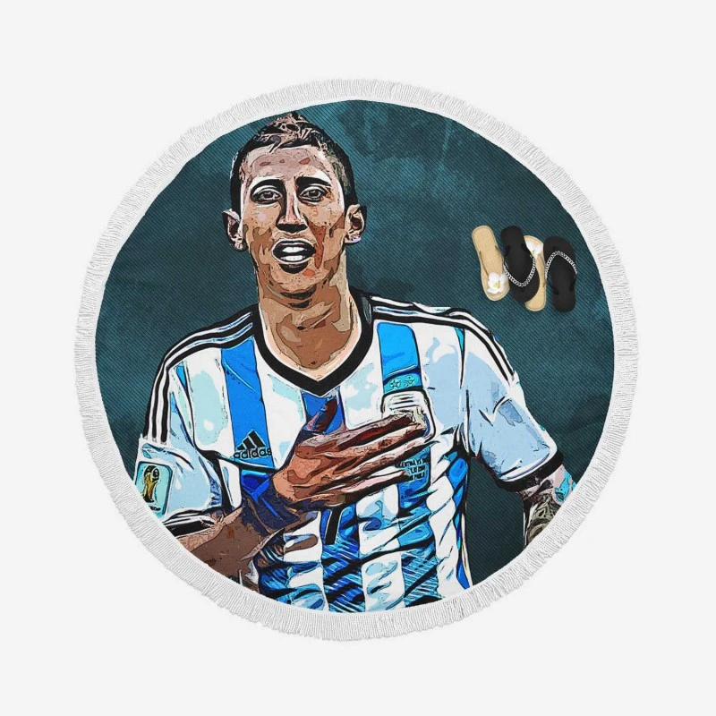 Angel Di Maria Ethical Argentina Foottball Player Round Beach Towel