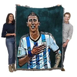 Angel Di Maria Ethical Argentina Foottball Player Woven Blanket