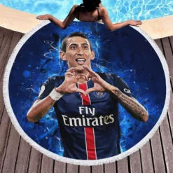 Angel Di Maria Exellent Argentina Midfeilder Round Beach Towel 1