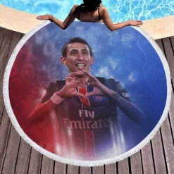 Angel Di Maria PSG Best Wingers Round Beach Towel 1