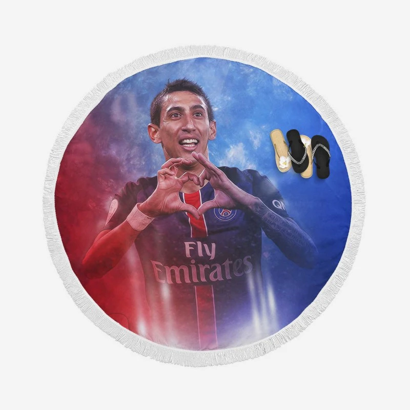 Angel Di Maria PSG Best Wingers Round Beach Towel