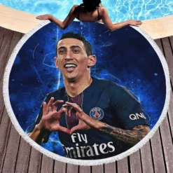 Angel Di Maria Top Ranked Argentina Soccer Player PSG Round Beach Towel 1