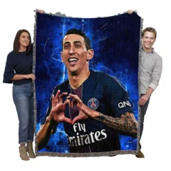 Angel Di Maria Top Ranked Argentina Soccer Player PSG Woven Blanket