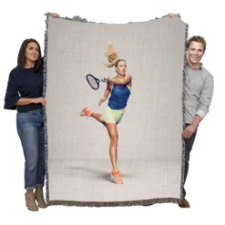 Angelique Kerber Top Ranked WTA Tennis Player Woven Blanket