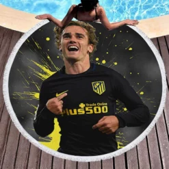 Antoine Griezmann  Atletico Madrid Top Forward Player Round Beach Towel 1