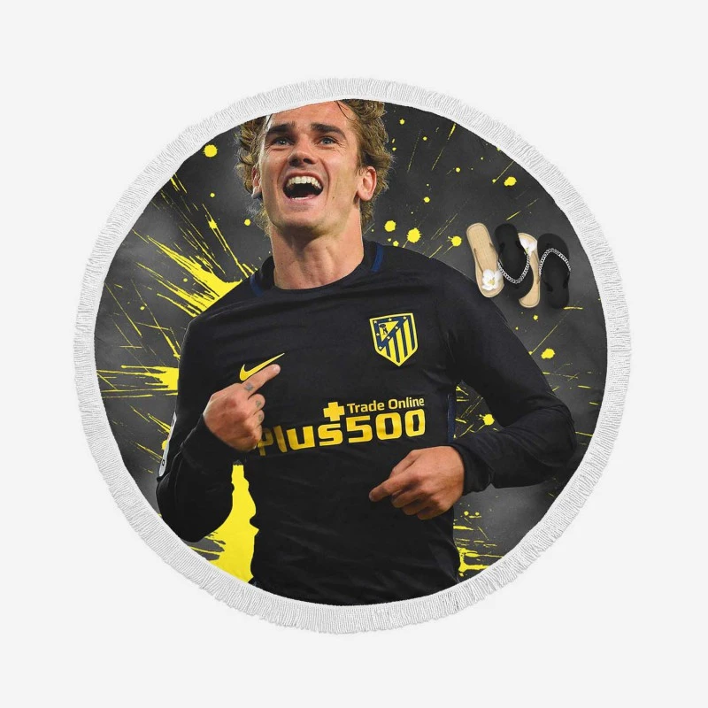 Antoine Griezmann  Atletico Madrid Top Forward Player Round Beach Towel