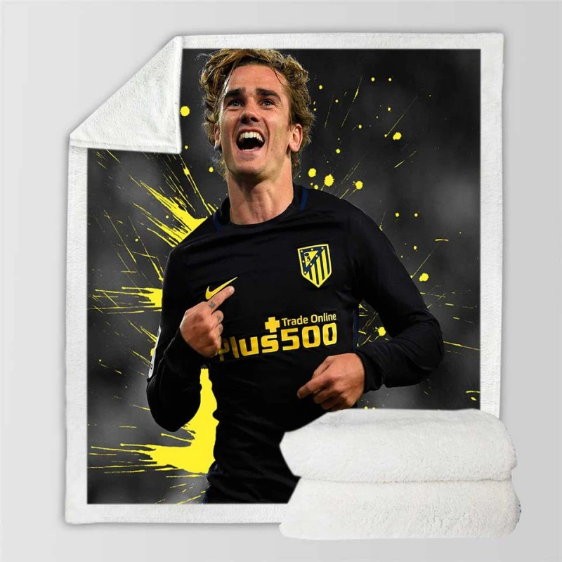 Antoine Griezmann  Atletico Madrid Top Forward Player Sherpa Fleece Blanket