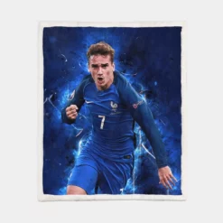 Antoine Griezmann  France Energetic Football player Sherpa Fleece Blanket 1