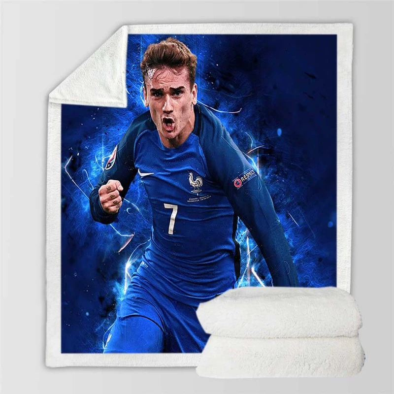 Antoine Griezmann  France Energetic Football player Sherpa Fleece Blanket