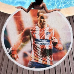 Antoine Griezmann France Professionl Football Player Round Beach Towel 1