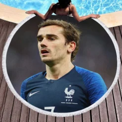 Antoine Griezmann In France National Football Jersey Round Beach Towel 1