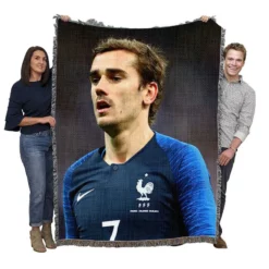 Antoine Griezmann In France National Football Jersey Woven Blanket