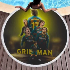 Antoine Griezmann Populer Football Player Round Beach Towel 1