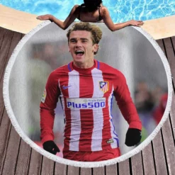 Antoine Griezmann Top Ranked La Liga Football Player Round Beach Towel 1