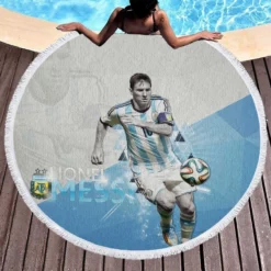 Argentina Captain Lionel Messi Round Beach Towel 1