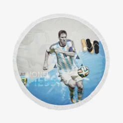 Argentina Captain Lionel Messi Round Beach Towel