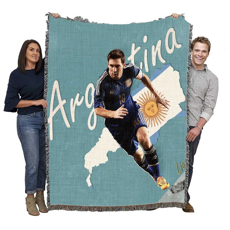 Argentina World Cup Player Lionel Messi Woven Blanket