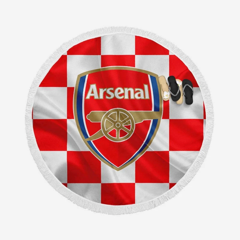 Arsenal FC Flag Design Football Logo Round Beach Towel