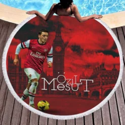 Arsenal Football Player Mesut Ozil Round Beach Towel 1