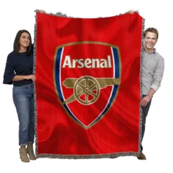 Arsenal Logo Powerful Football Club Woven Blanket