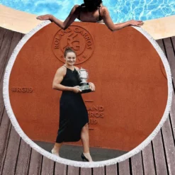 Ashleigh Barty Classic Australian Tennis Player Round Beach Towel 1