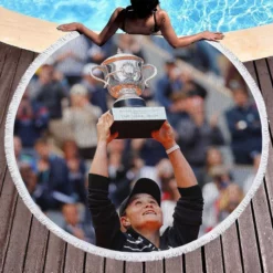 Ashleigh Barty Energetic Australian Tennis Player Round Beach Towel 1