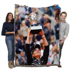 Ashleigh Barty Energetic Australian Tennis Player Woven Blanket