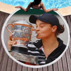 Ashleigh Barty Professional Australian Tennis Player Round Beach Towel 1