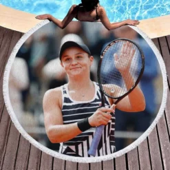 Ashleigh Barty Top Ranked Australian Tennis Player Round Beach Towel 1