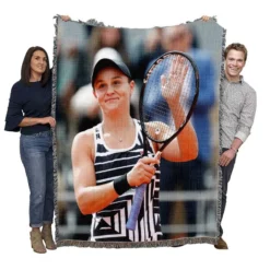 Ashleigh Barty Top Ranked Australian Tennis Player Woven Blanket